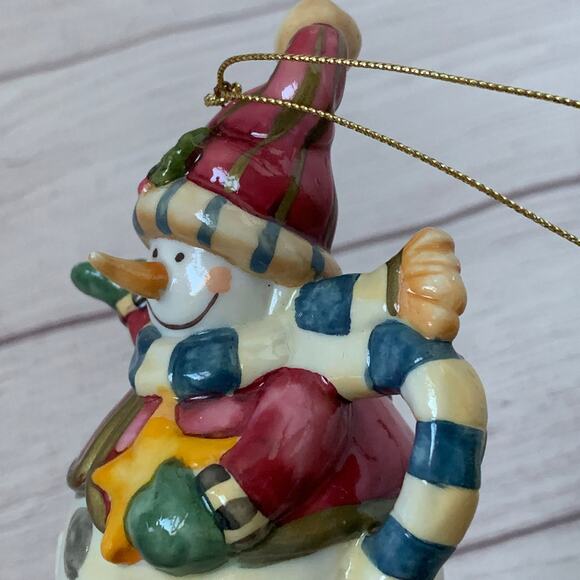 Ceramic Snowman Teapot Christmas Tree Ornament or Tabletop Decor 4" Tall - Picture 10 of 13